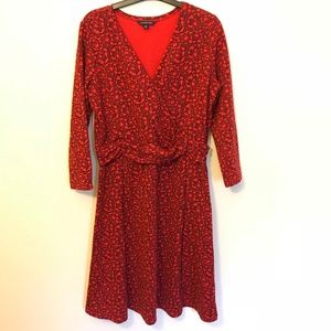 Land's End Burgundy Faux Wrap Dress Women's 6-8